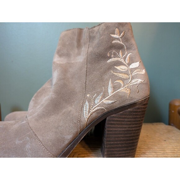 Lucky Brand Womens Tan Suede Elenor Ankle Boots Sz 10 Boho Festival Western - Picture 4 of 9